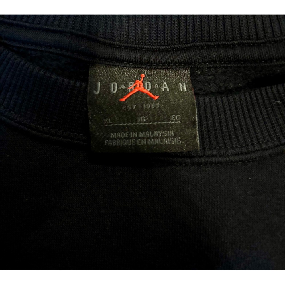 Jordan Crewneck Sweatshirt Mens XL Black Excellent Jumpman Logo Fleece Pullover - Picture 3 of 3